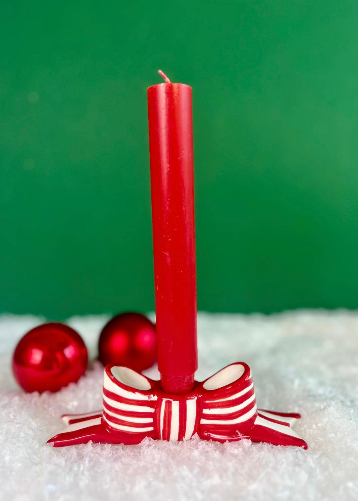 Kerzenständer 'Schleife' rot-weiß