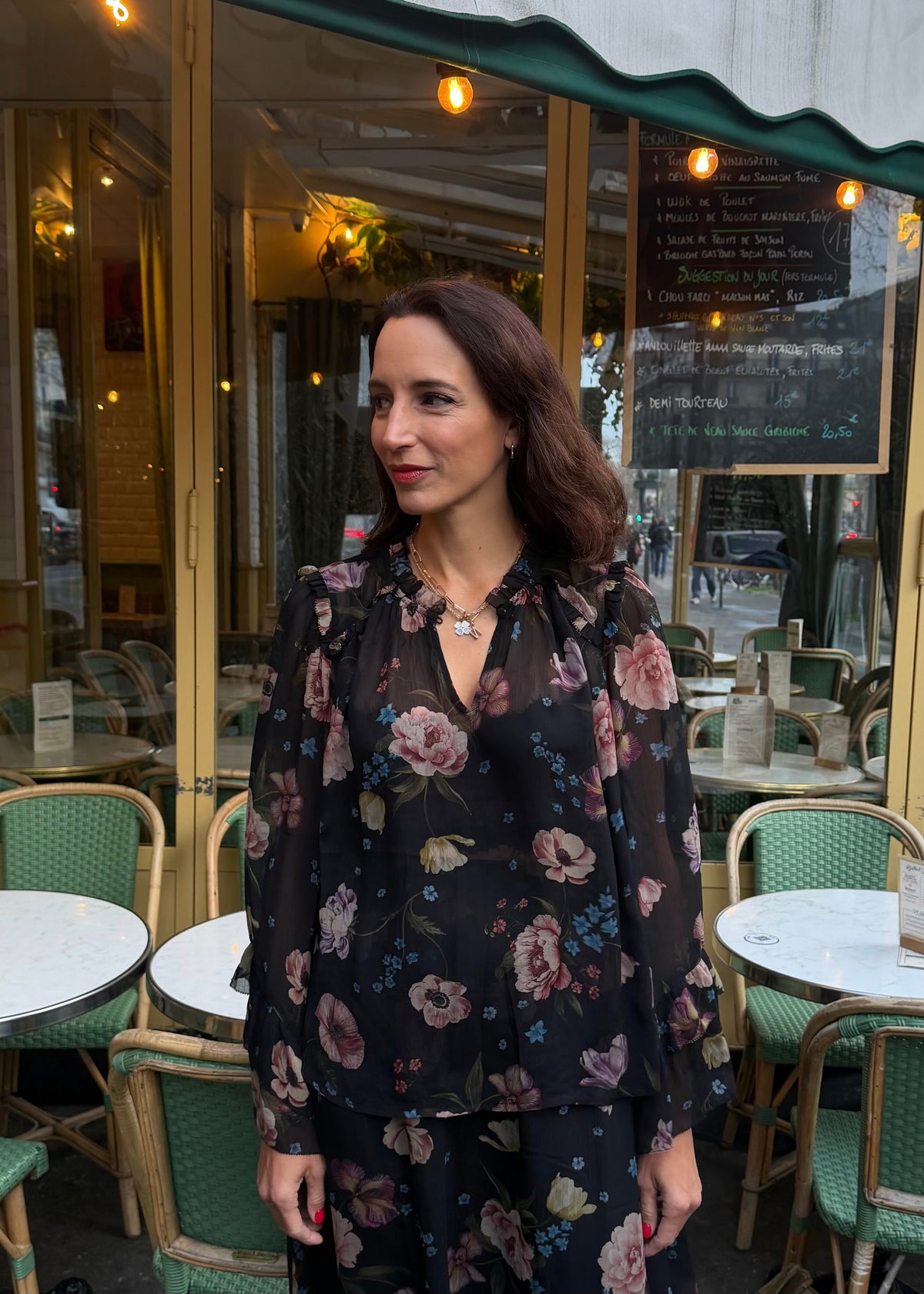 Chiffon Bluse 'Flowers'