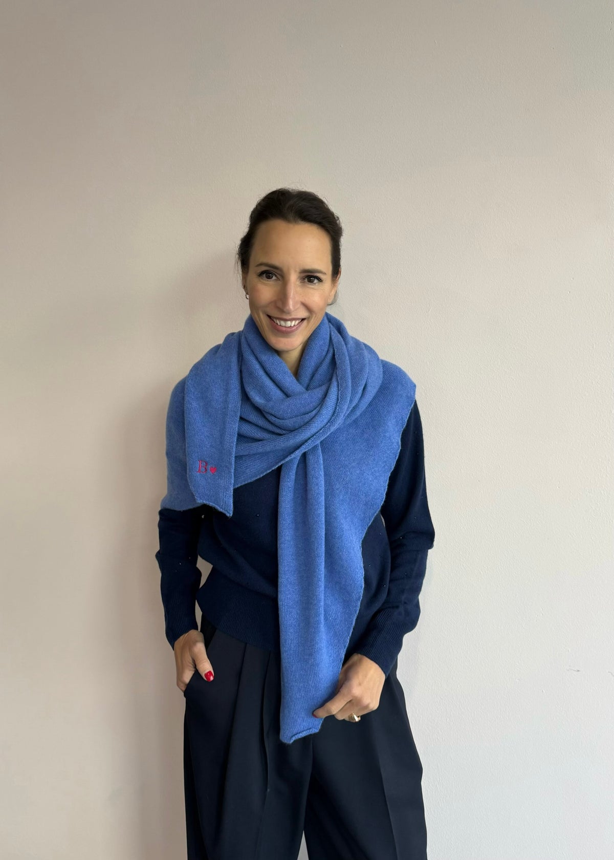 Kaschmirschal Blau personalisiert