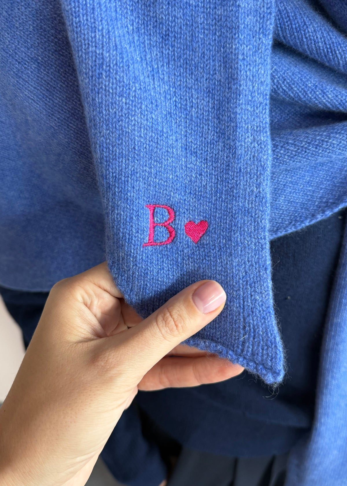 Kaschmirschal Blau personalisiert