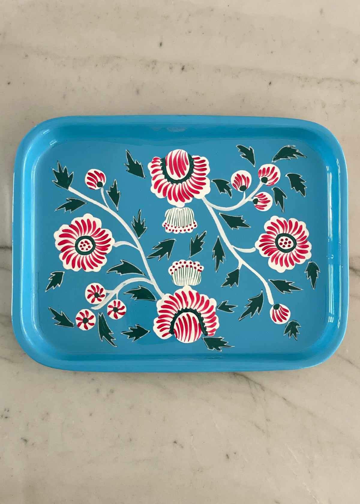 Tablett 'Blumen' Azur