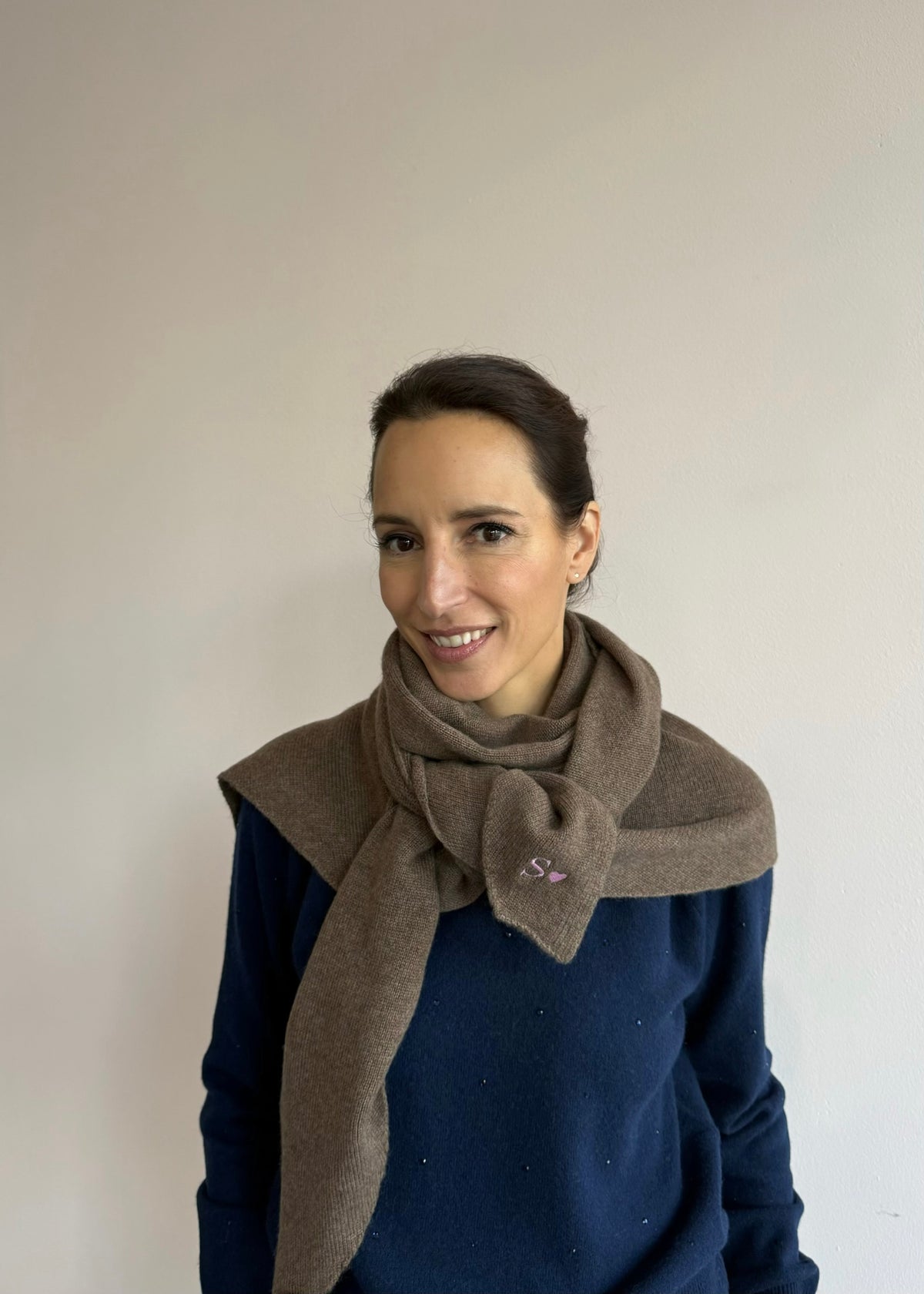 Kaschmirschal Braun personalisiert