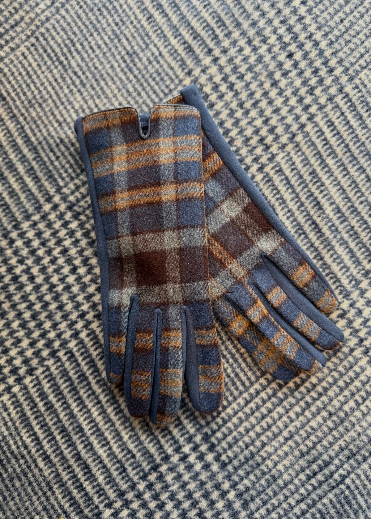 Handschuhe 'Karo' Blau