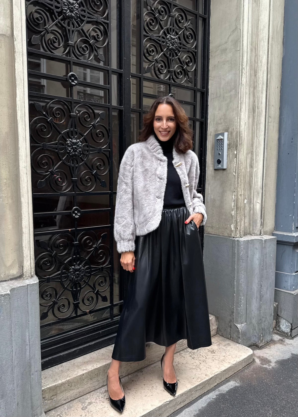 Jacke aus Fake-Fur 'Grau'