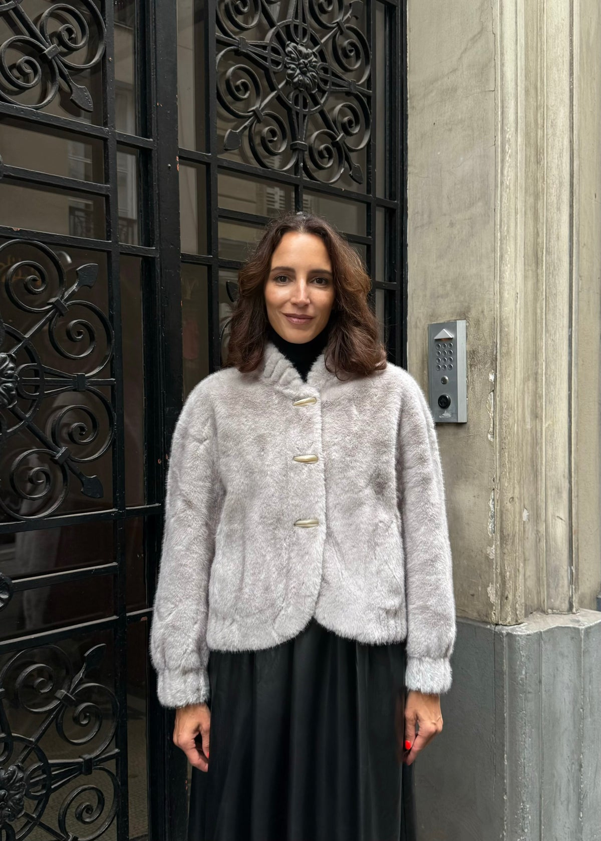 Jacke aus Fake-Fur 'Grau'