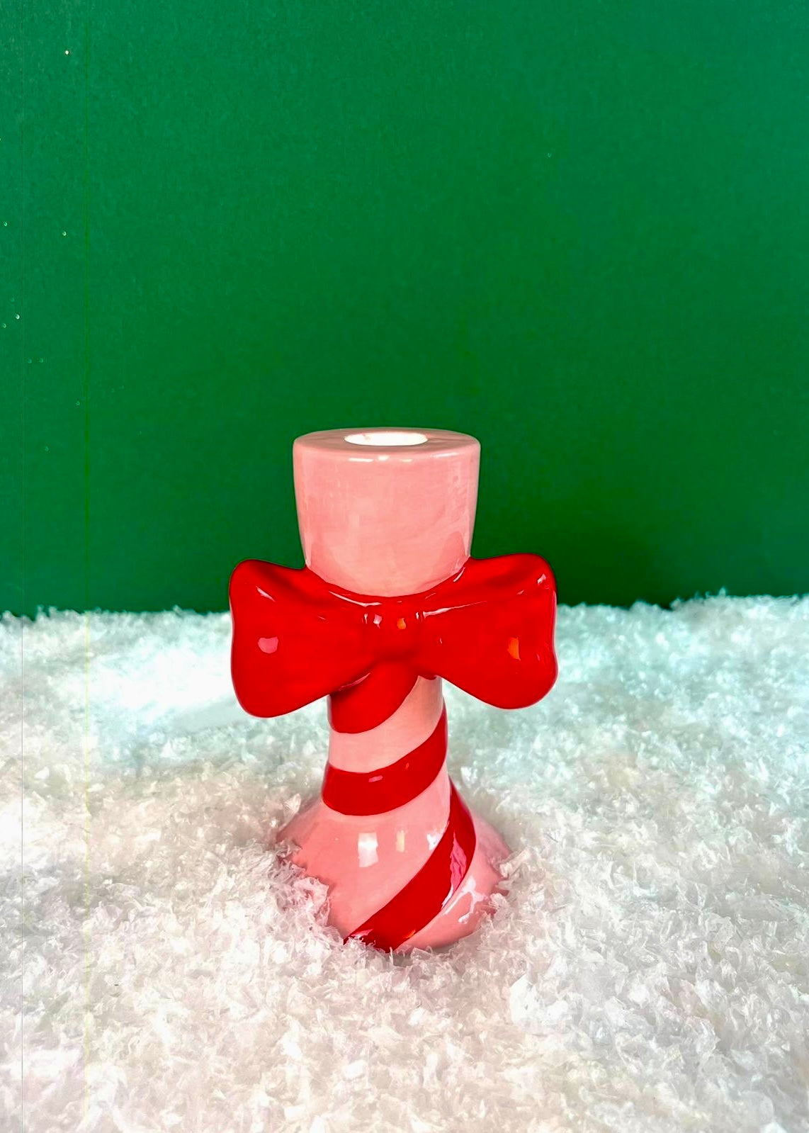 Kerzenständer 'Schleife' Rosa-Rot