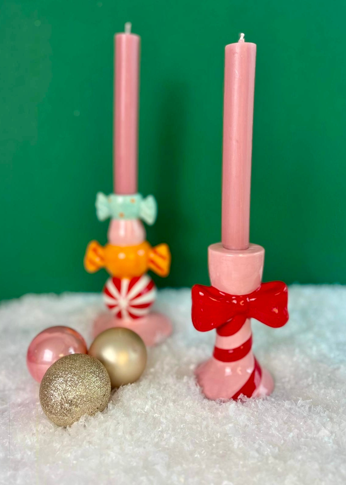 Kerzenständer 'Schleife' Rosa-Rot