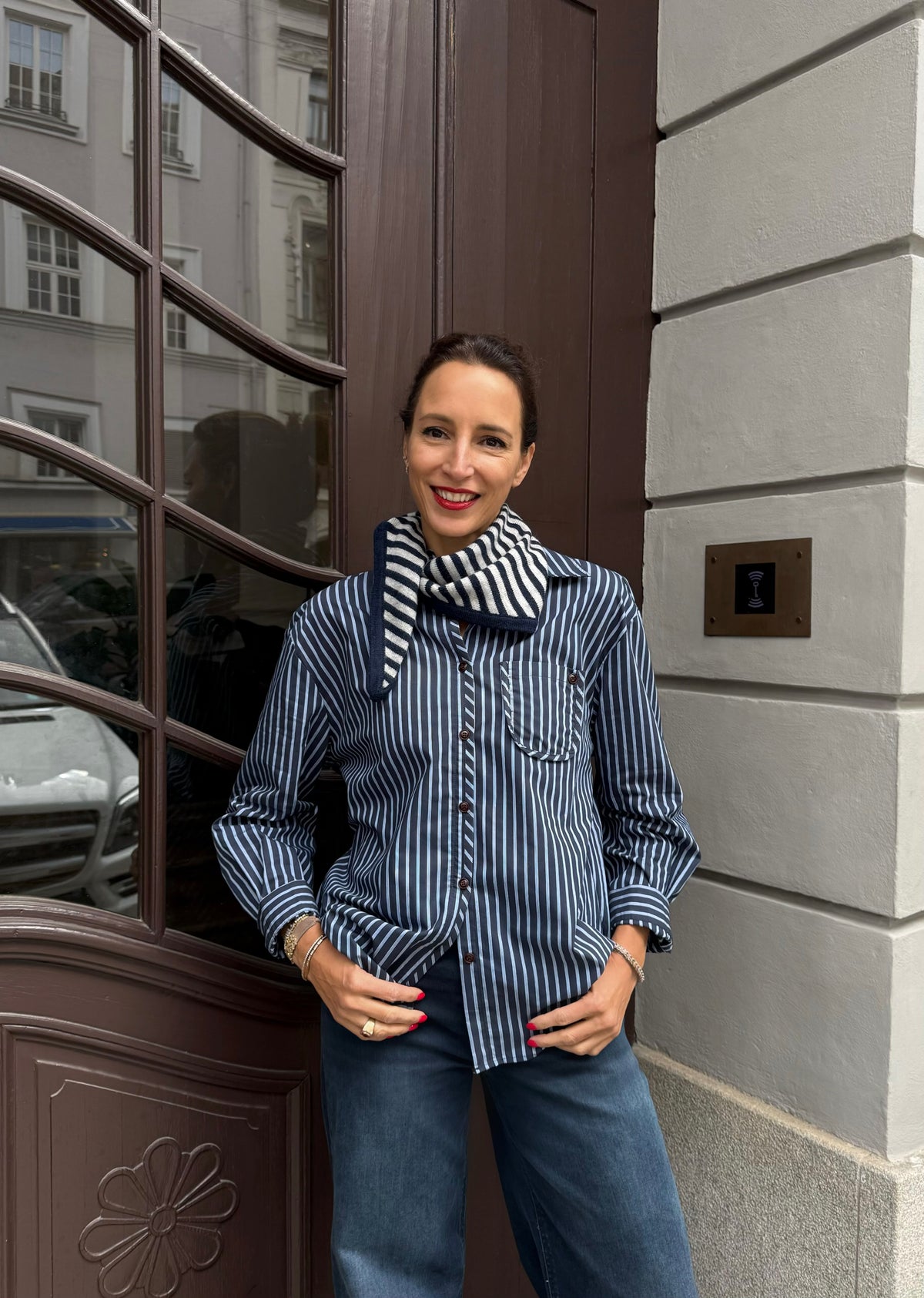 Dreieckstuch 'Navy-Grau'