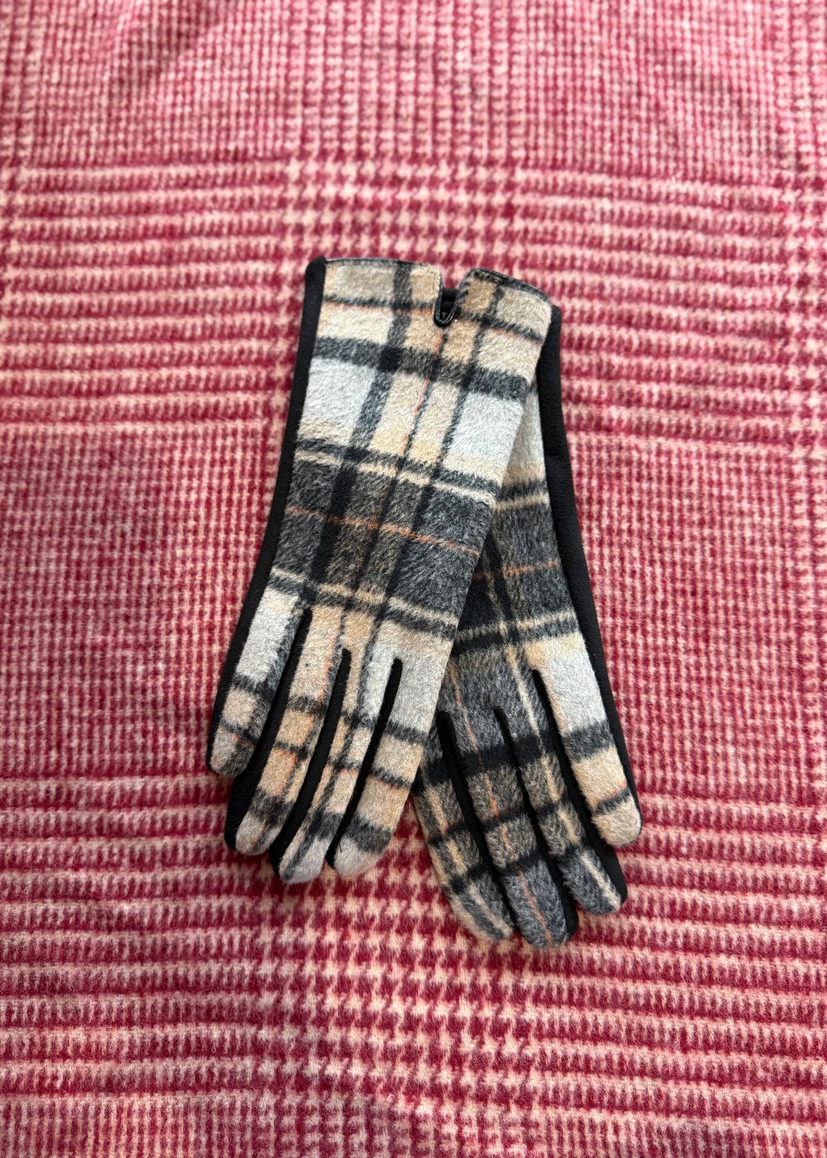 Handschuhe 'Karo' Schwarz