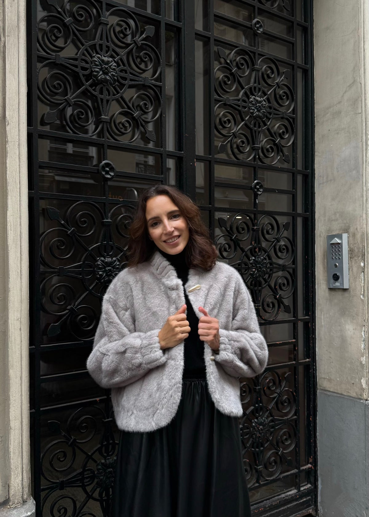 Jacke aus Fake-Fur 'Grau'