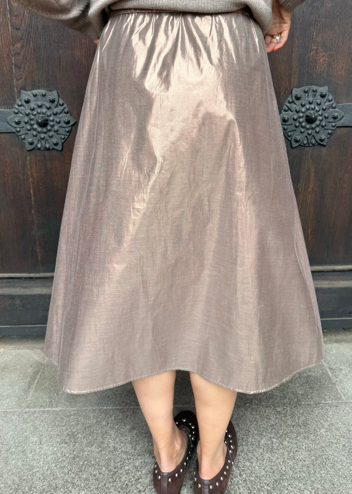 Midi Faltenrock 'Metallic'