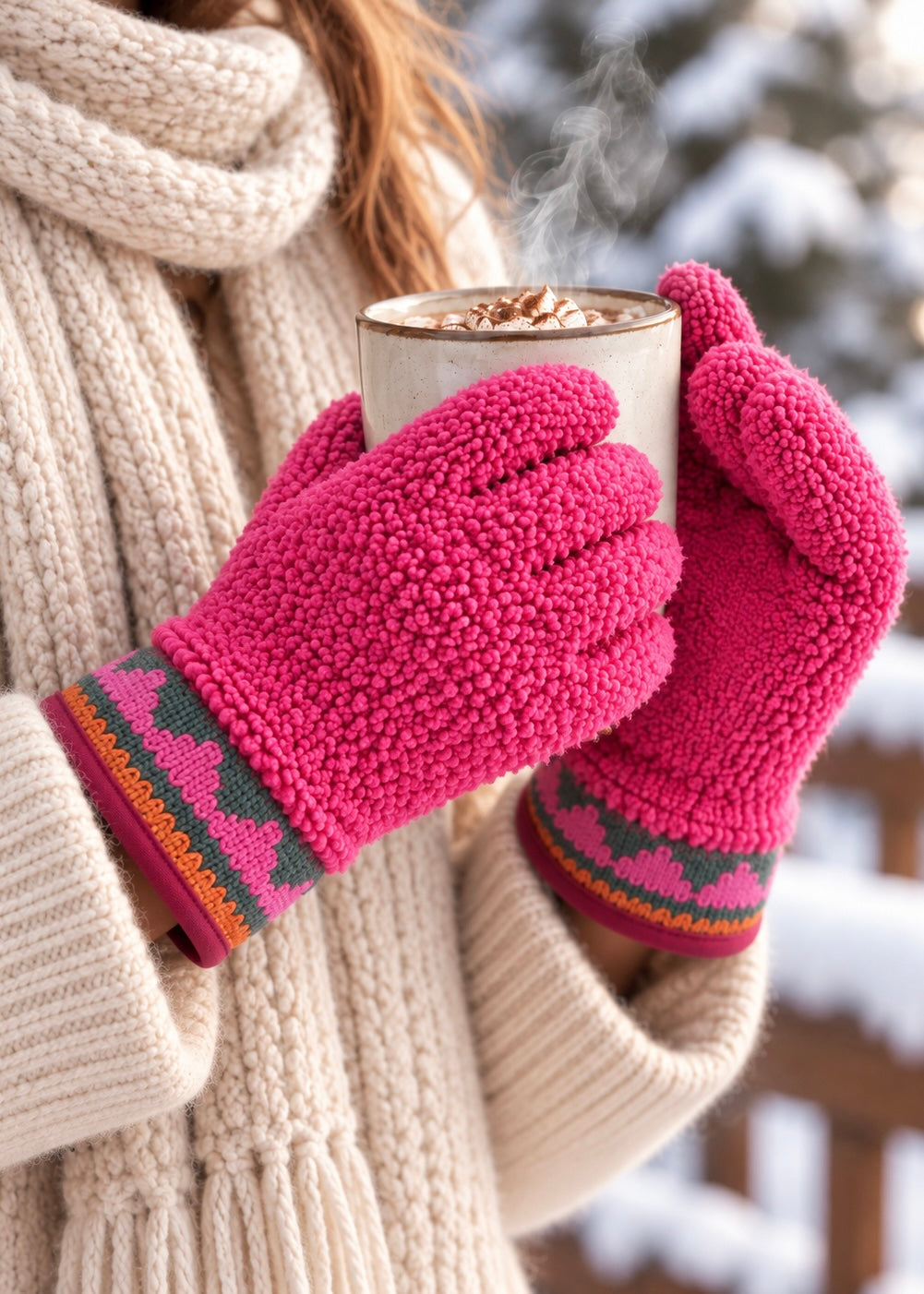Handschuhe 'Teddyfell' Pink