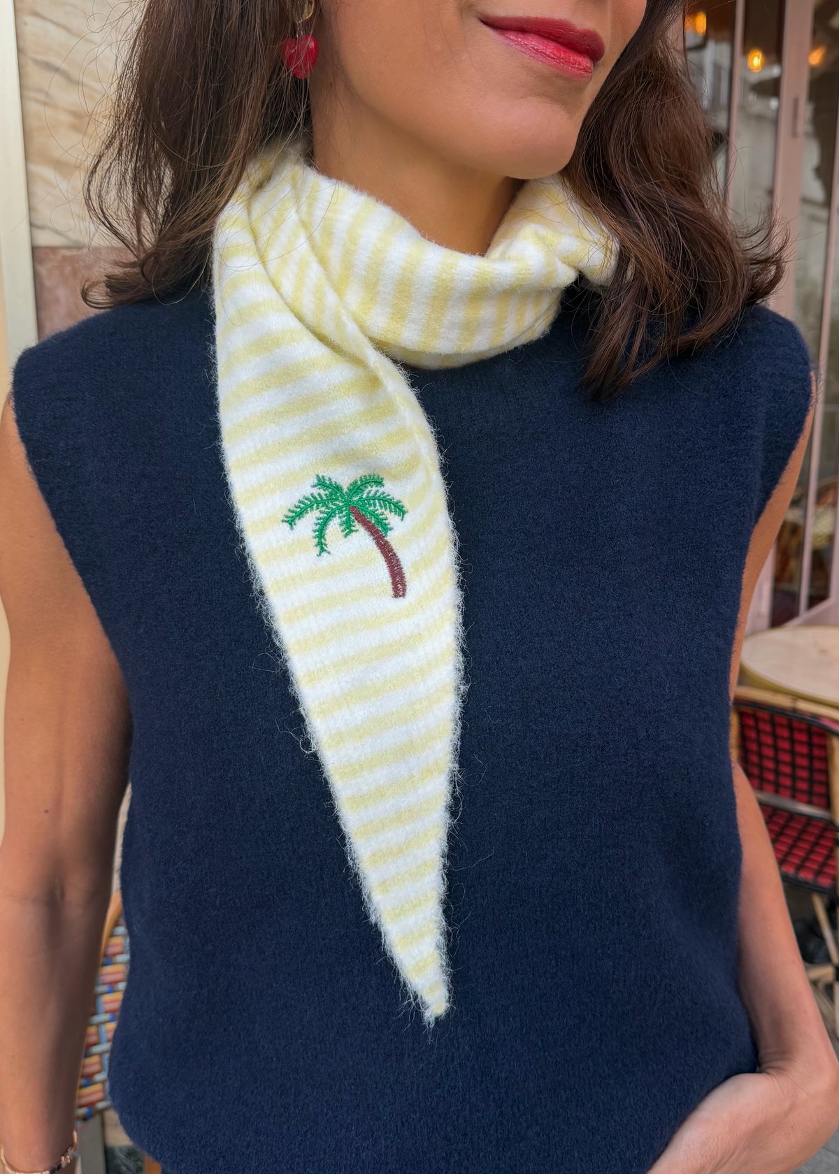 Dreieckschal Gelb/Weiß 'Palme'