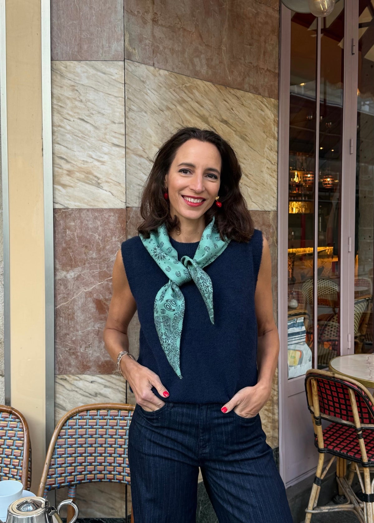 Amour Dreieckschal mit Ornamenten 'Türkis'