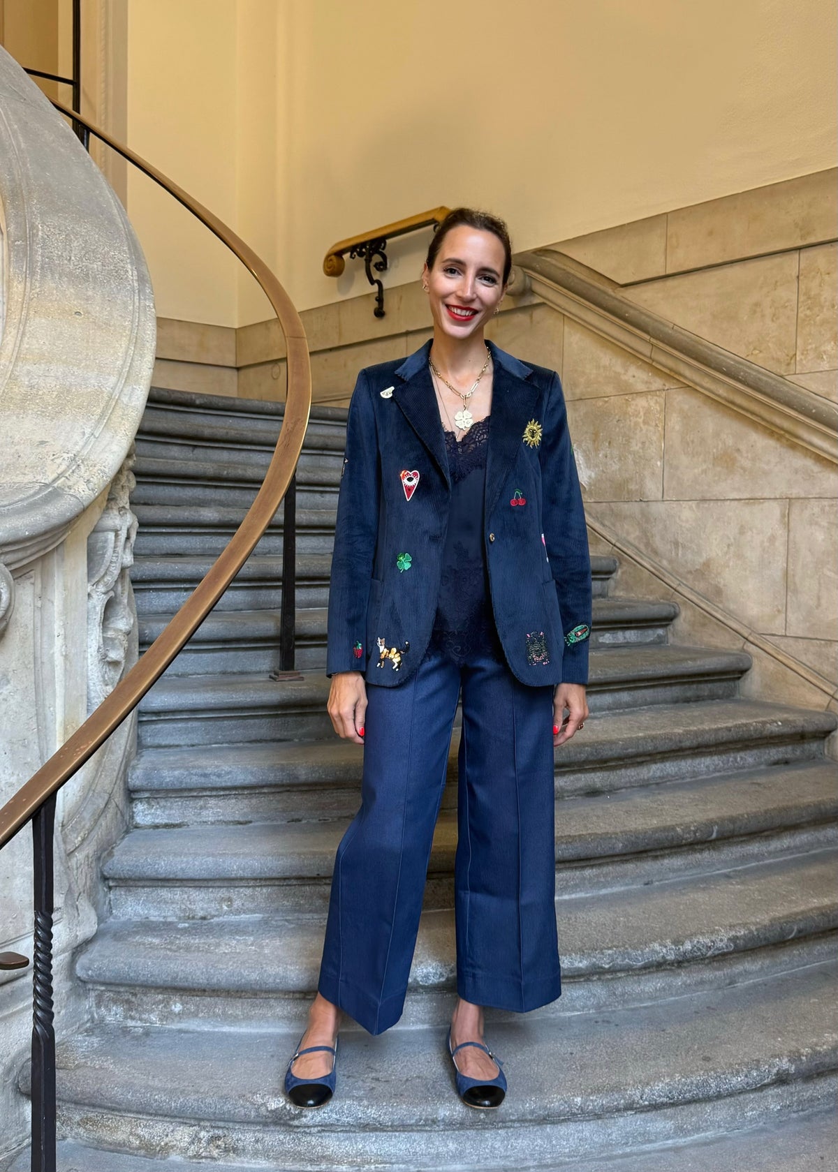 Trägertop mit Spitze 'Navy'