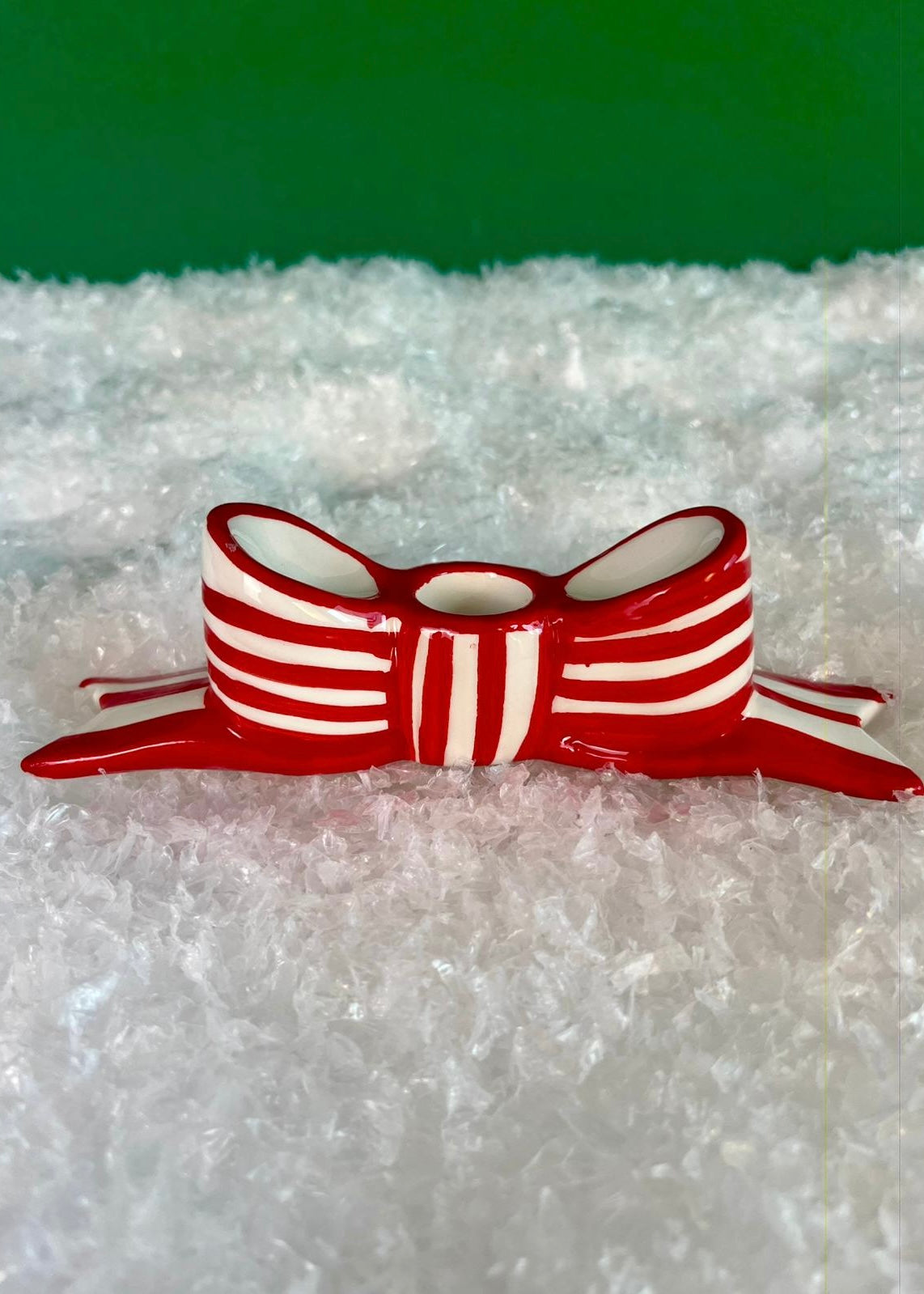 Kerzenständer 'Schleife' rot-weiß