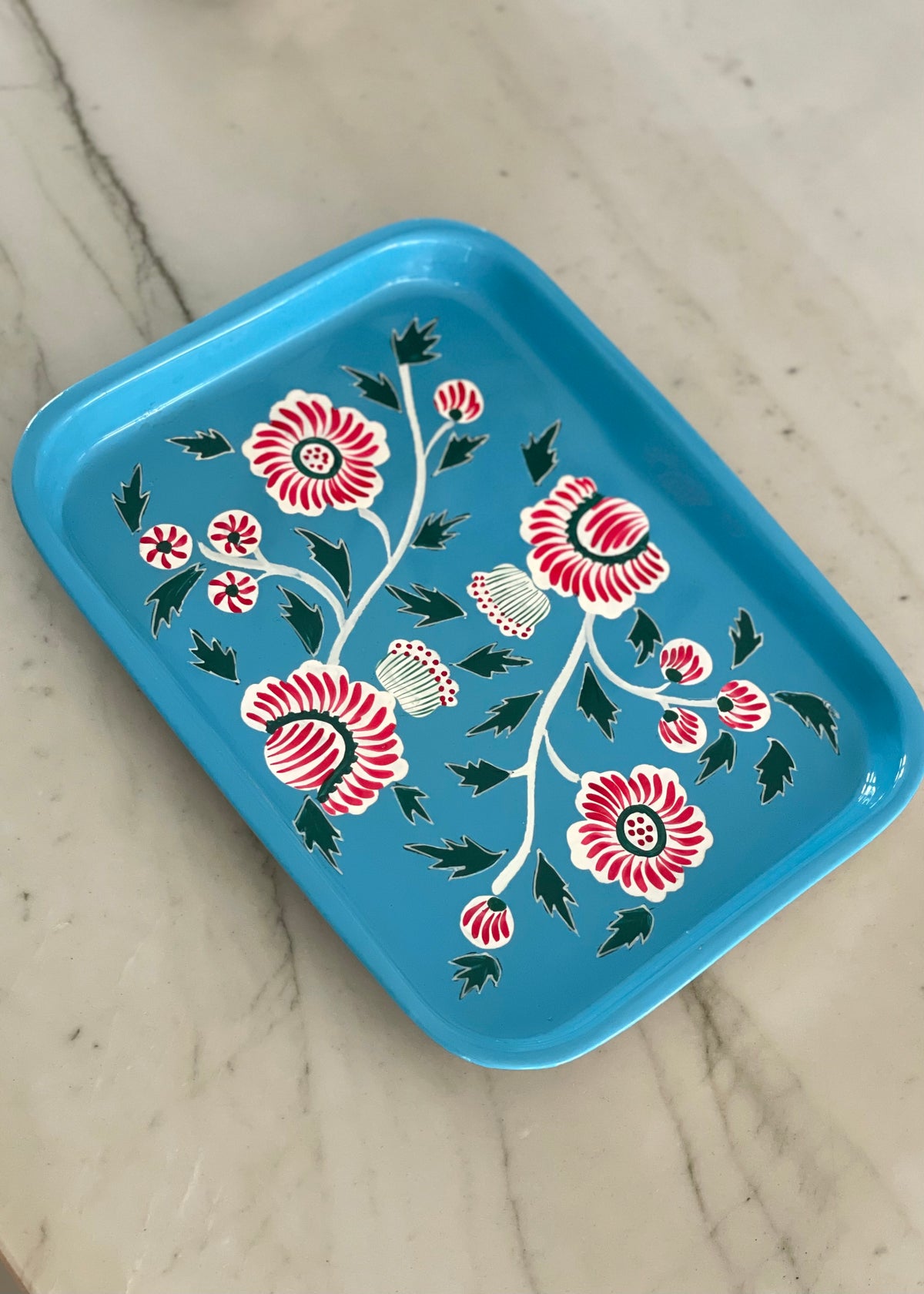 Tablett 'Blumen' Azur