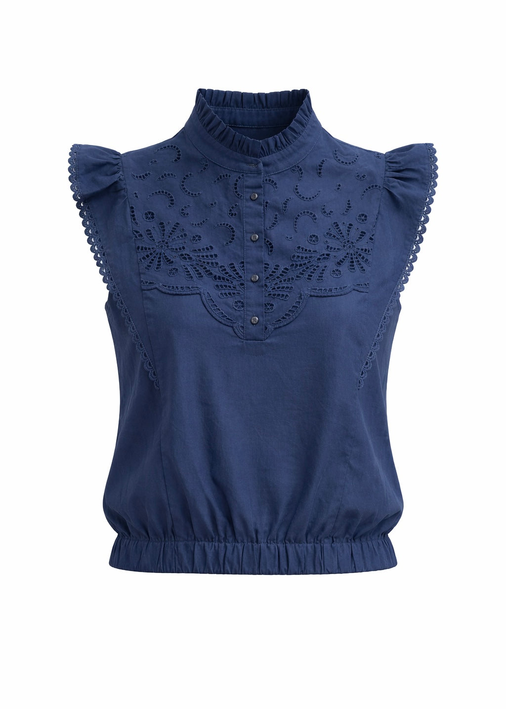 Crop-Bluse mit Sangallo Spitze