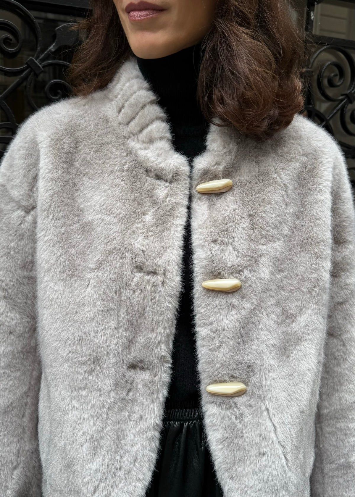 Jacke aus Fake-Fur 'Grau'