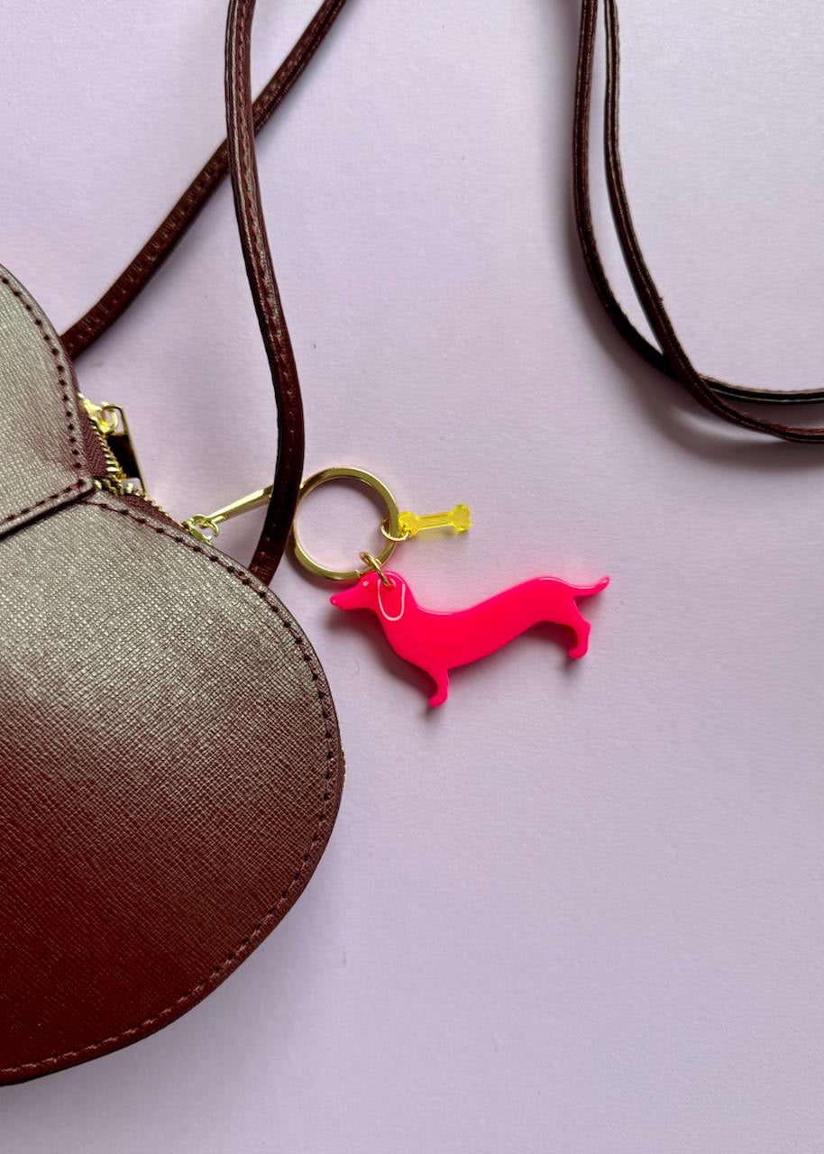 Schlüsselanhänger 'Dackel' Neonpink