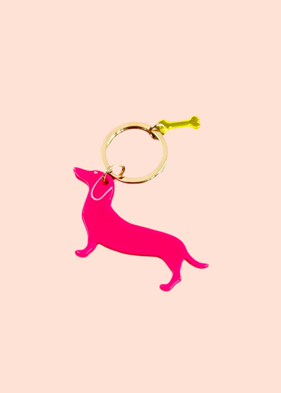 Schlüsselanhänger 'Dackel' Neonpink
