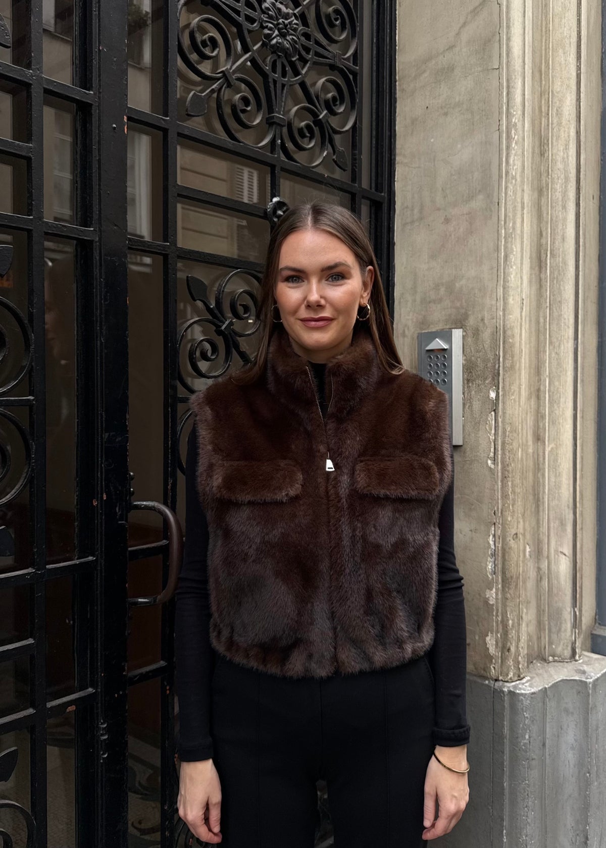 Weste aus Fake-Fur 'Braun'