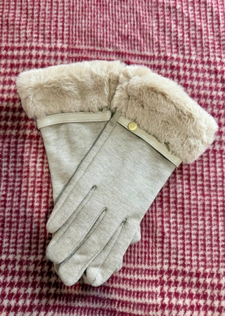 Handschuhe mit Fell 'Beige'