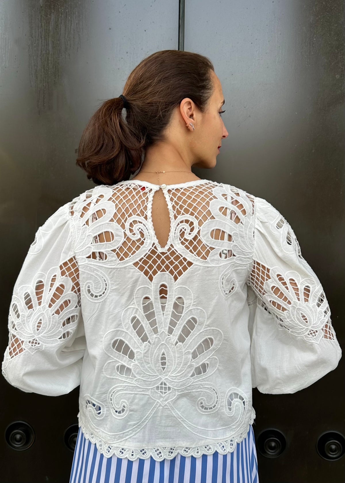 Bluse mit Sangallo Spitze &#39;Weiß&#39;