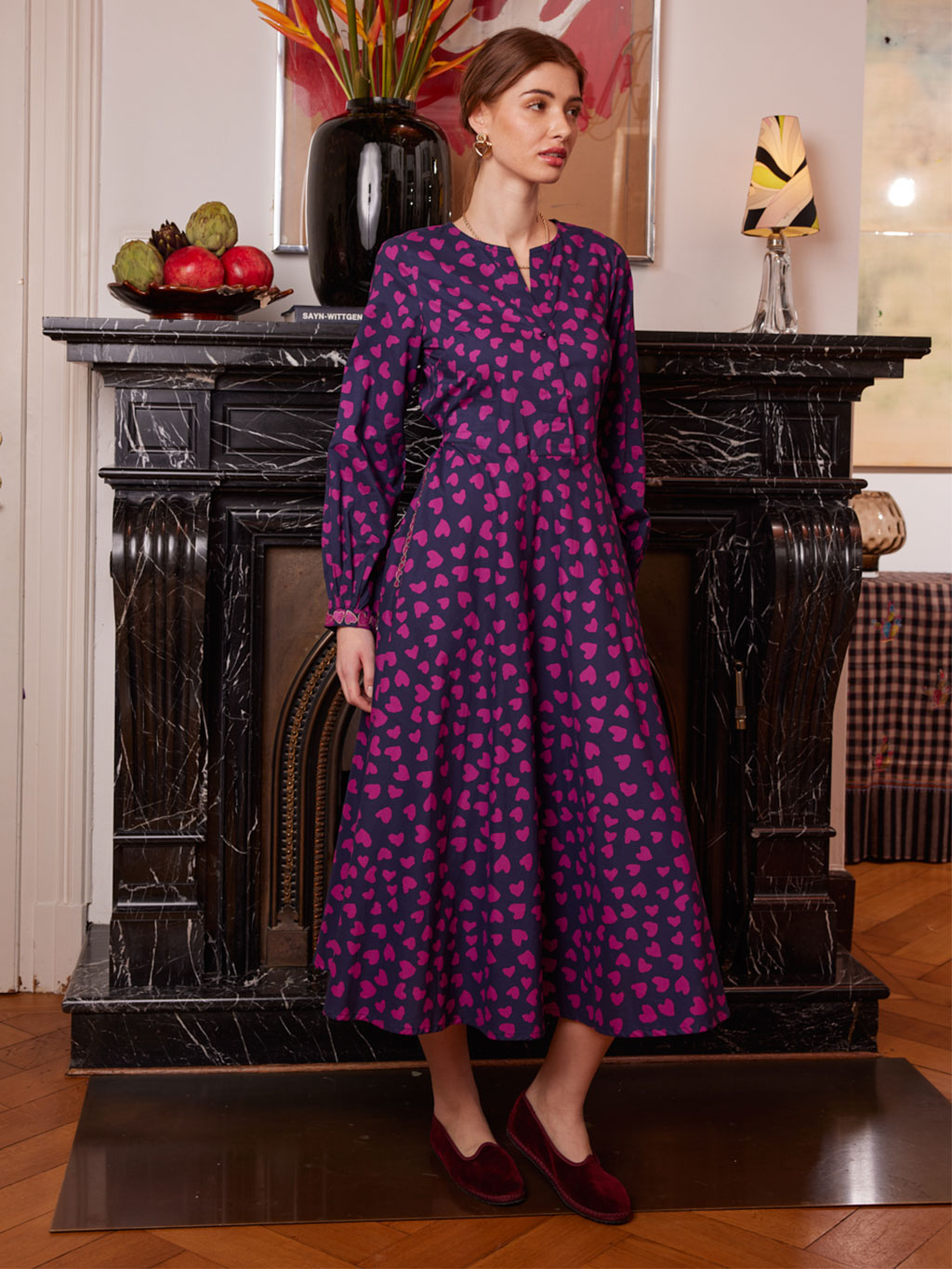 Azurite Dress Hearts Navy Pink