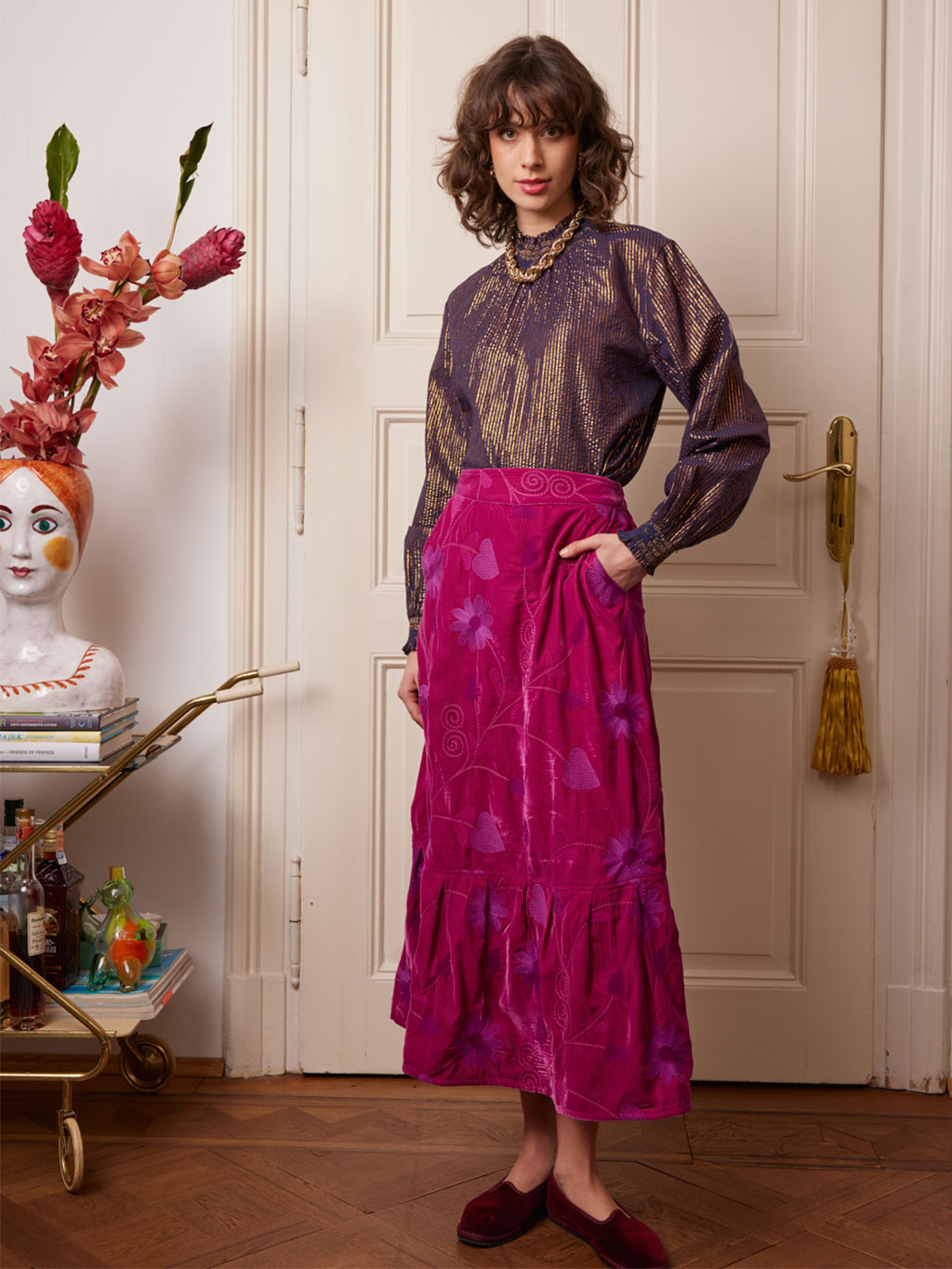 Daffodile Skirt Pink Daisy Embroidery