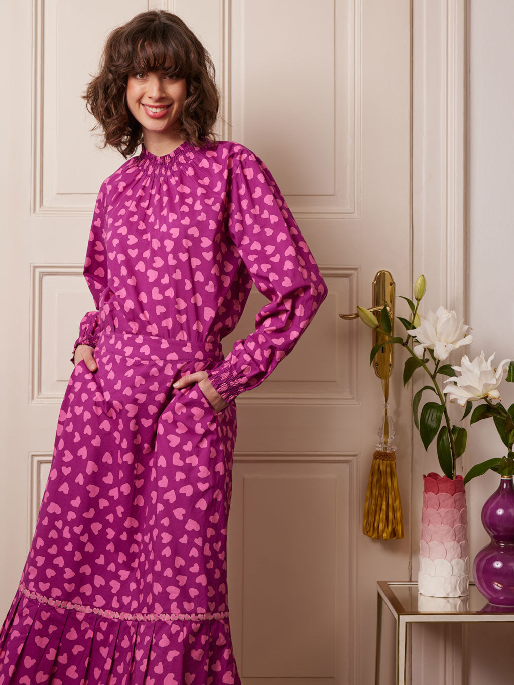 Oregano Blouse Hearts Purple Pink