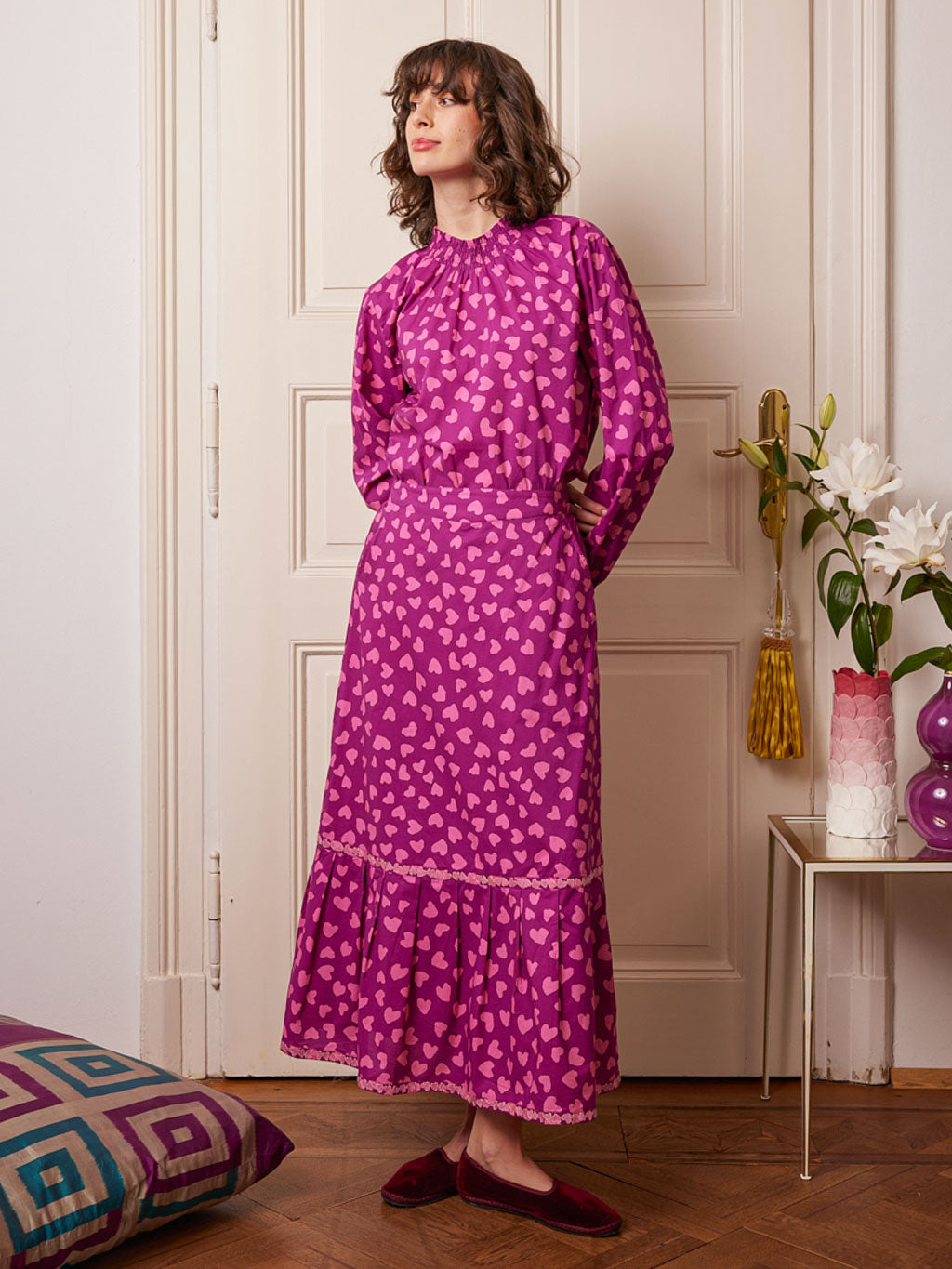 Daffodile Skirt Hearts Purple Pink