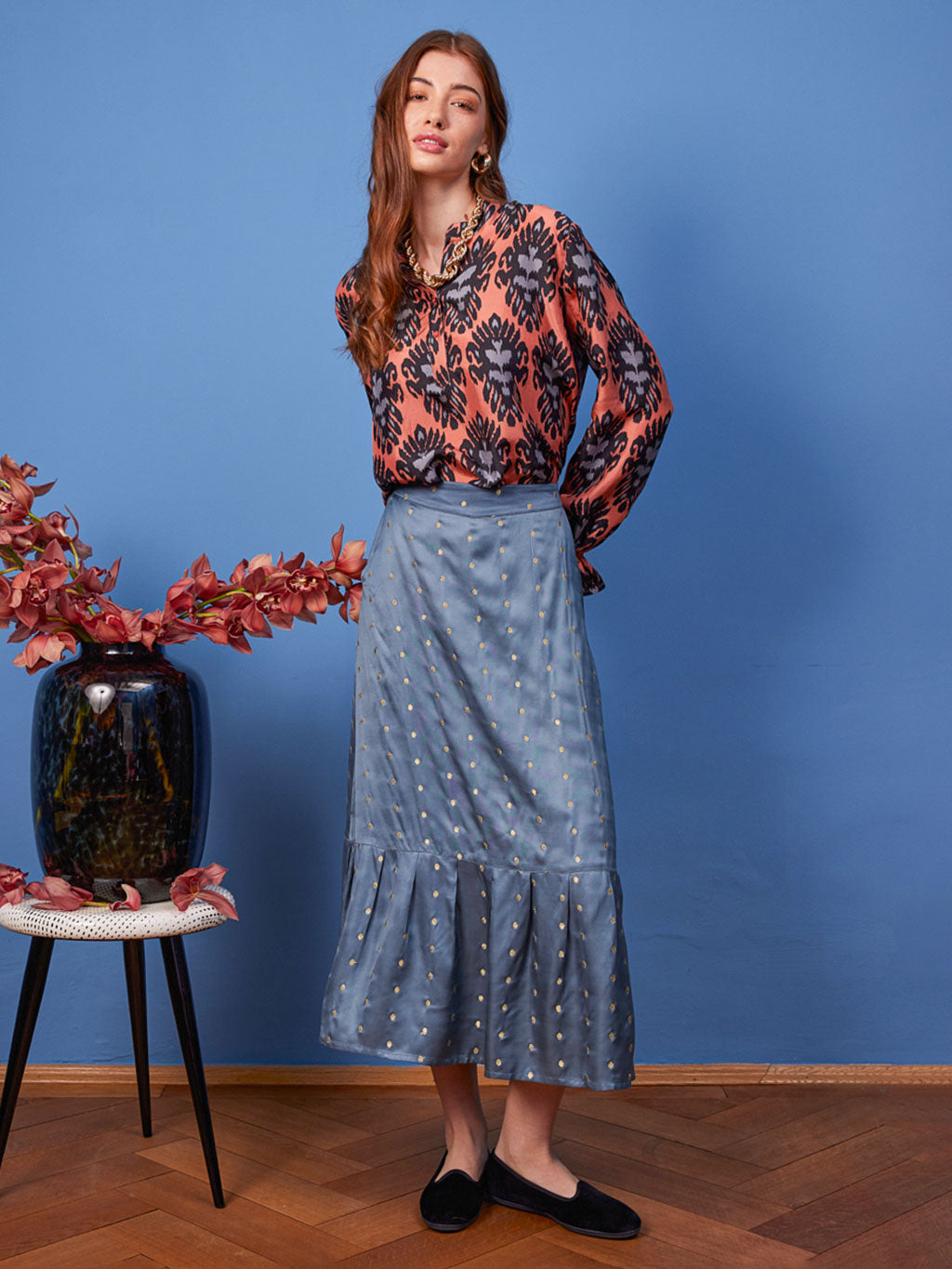 Rock 'Daffodile' Grau mit Lurexpunkten