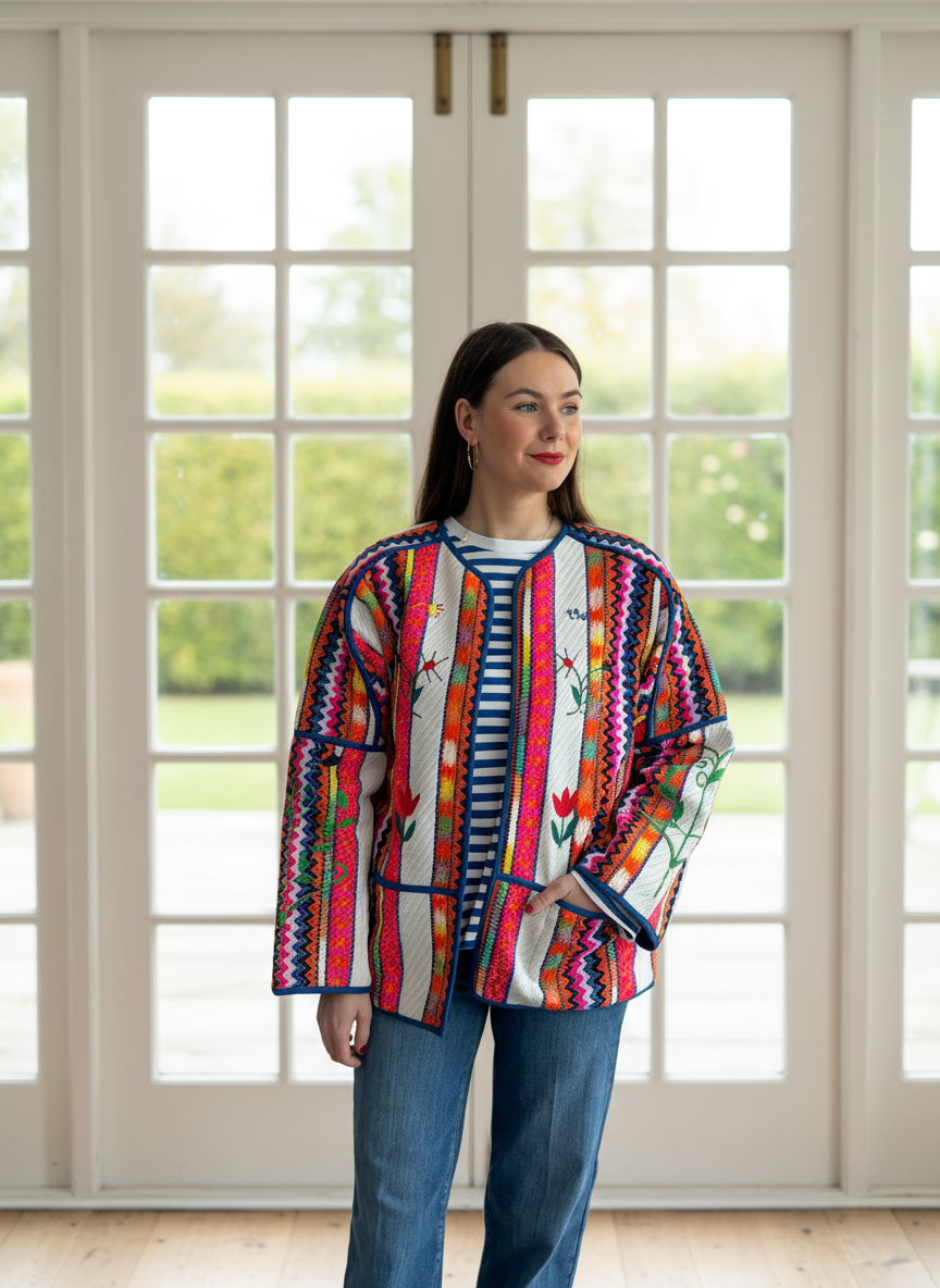 Kimono-Jacke mit Bestickung