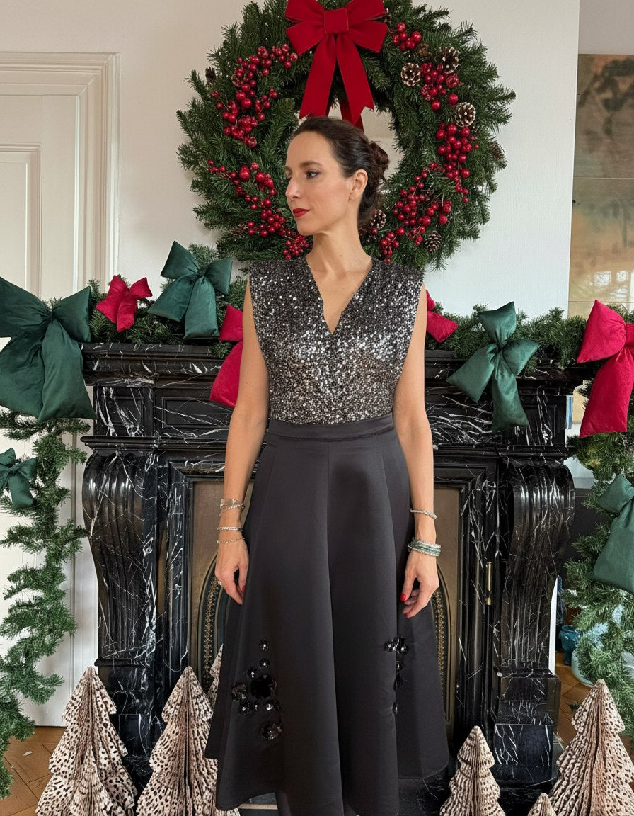 Body mit Pailetten 'Silber'