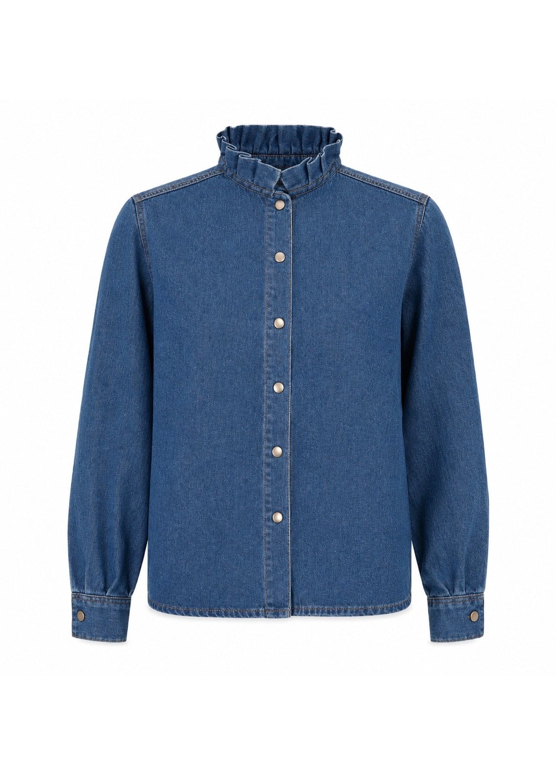 Jeansbluse mit Stehkragen