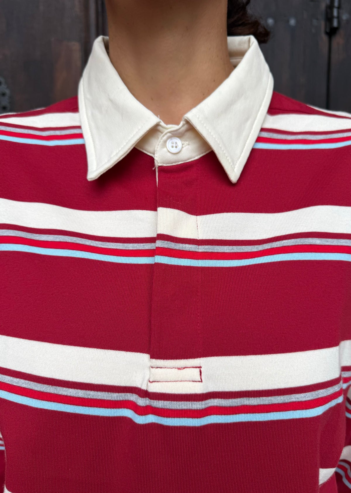 Poloshirt &#39;Bordeaux-Hellblau&#39;