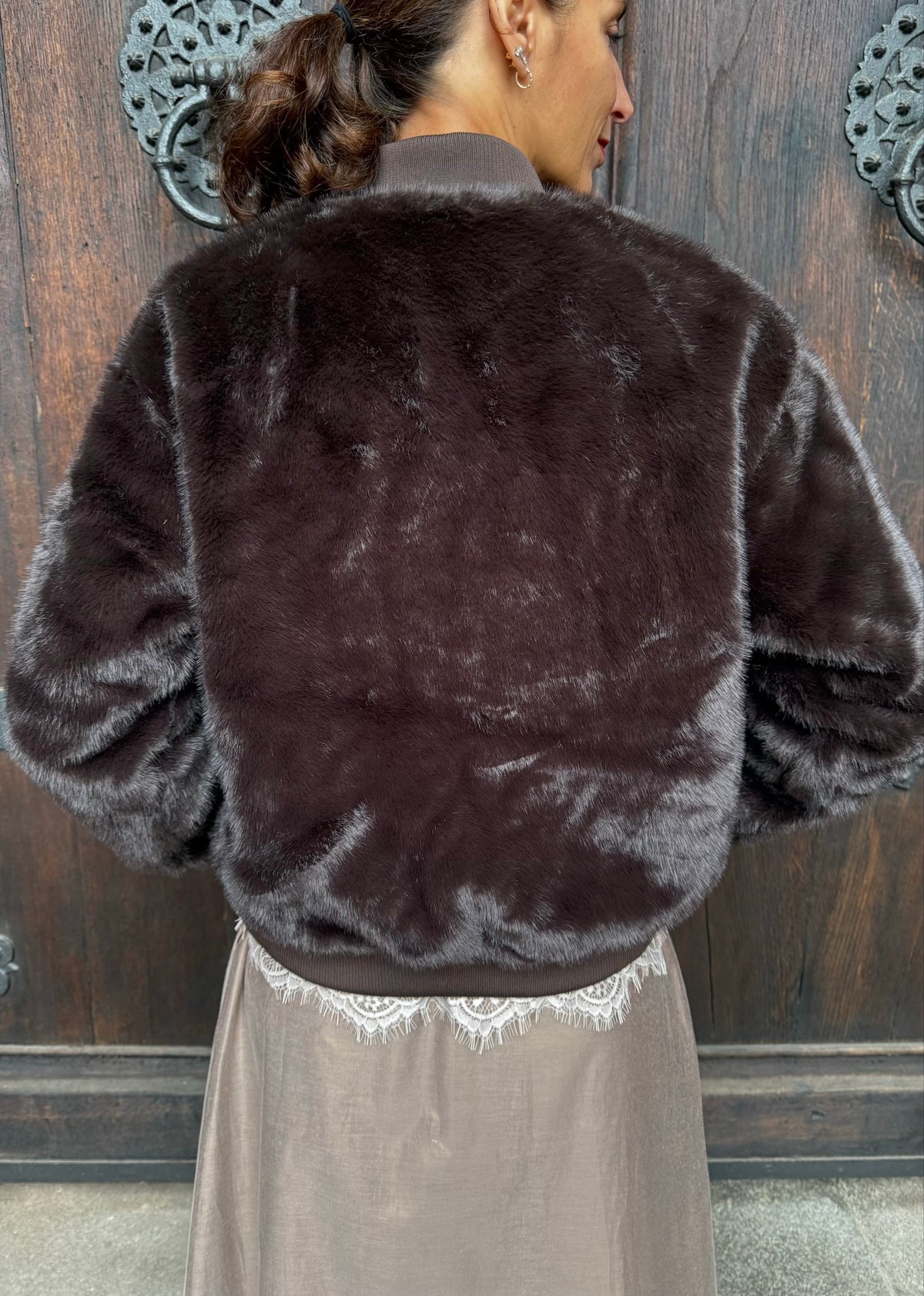 Bomberjacke Fake Fur &#39;Braun&#39;