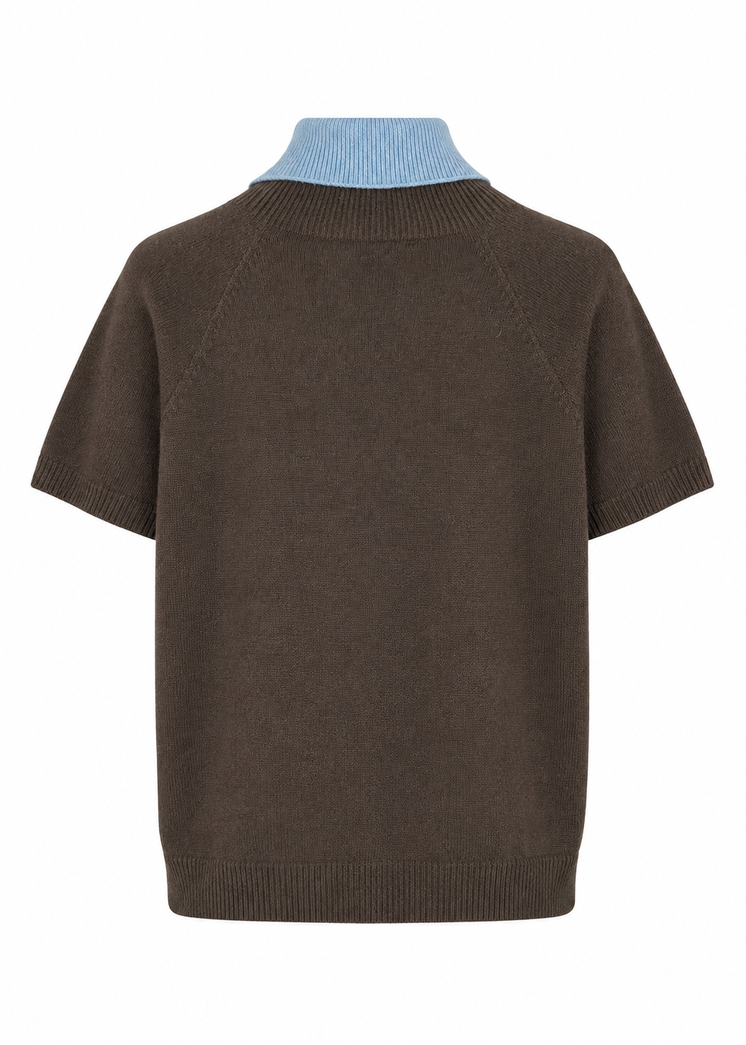 Rollkragenpullover Kurzarm 'Braun-Blau'