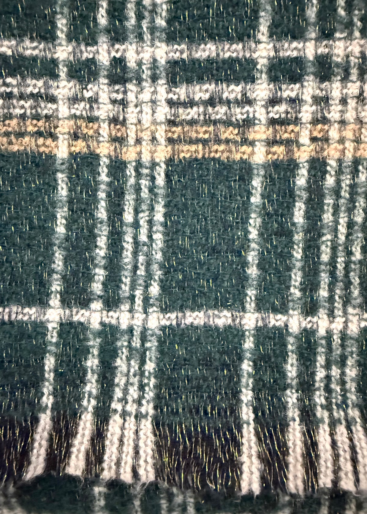 Karo Schal mit Lurex 'Grün-Beige'