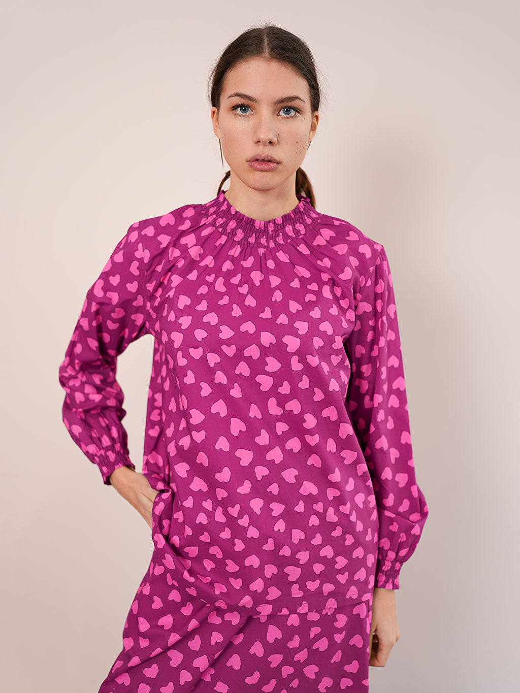 Oregano Blouse Hearts Purple Pink