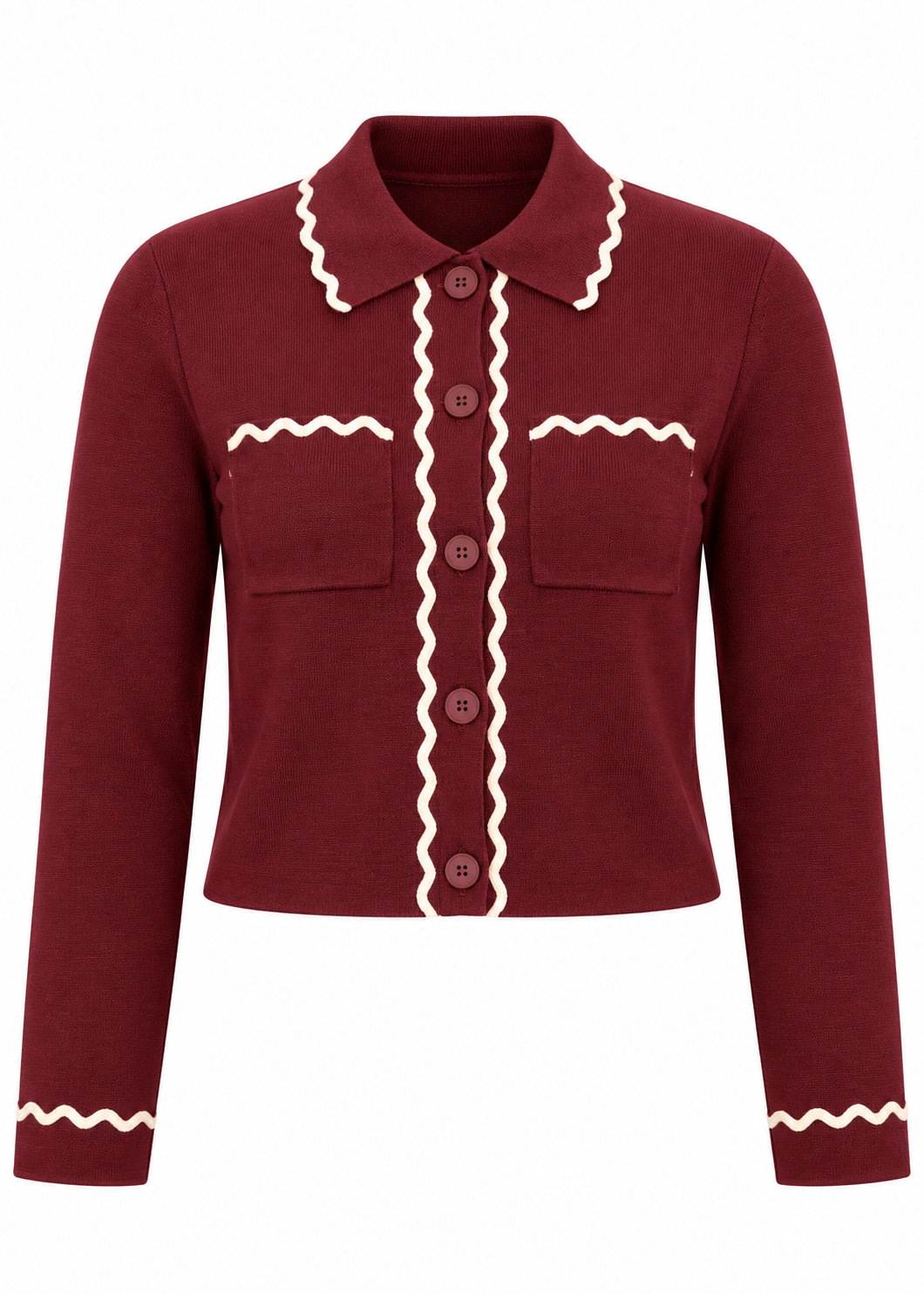 Jacquard-Strickjacke 'Muschelsaum'