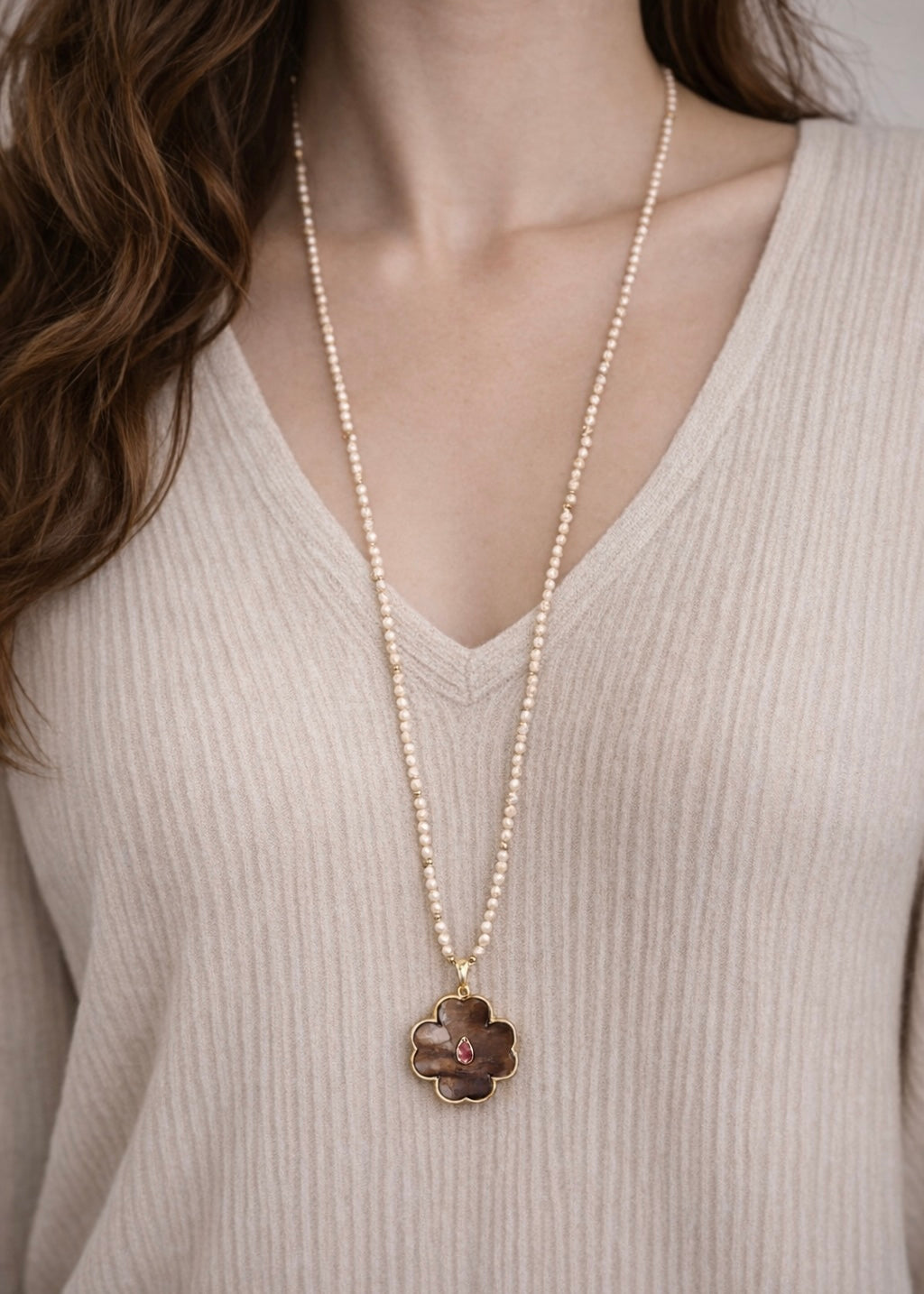 Kette 'Kleeblatt' Creme