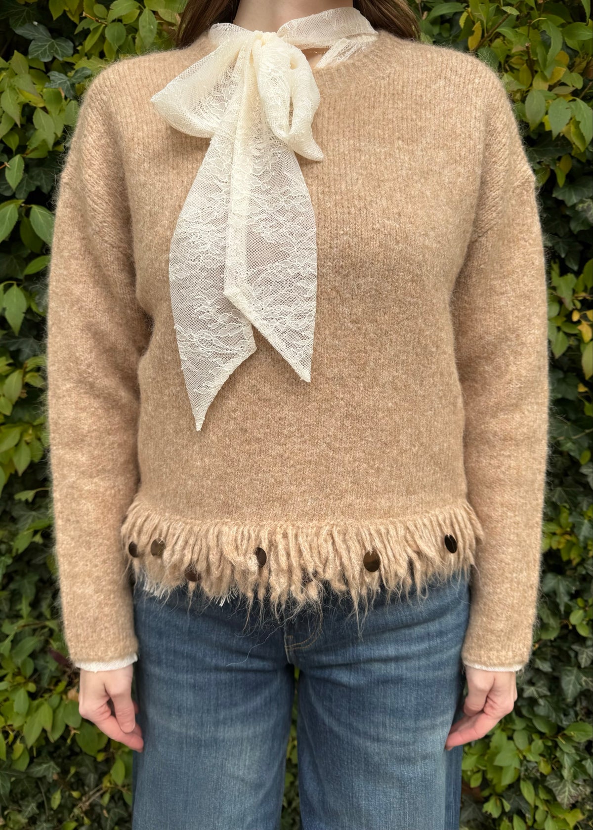 Strickpullover mit Fransen &#39;Braun&#39;