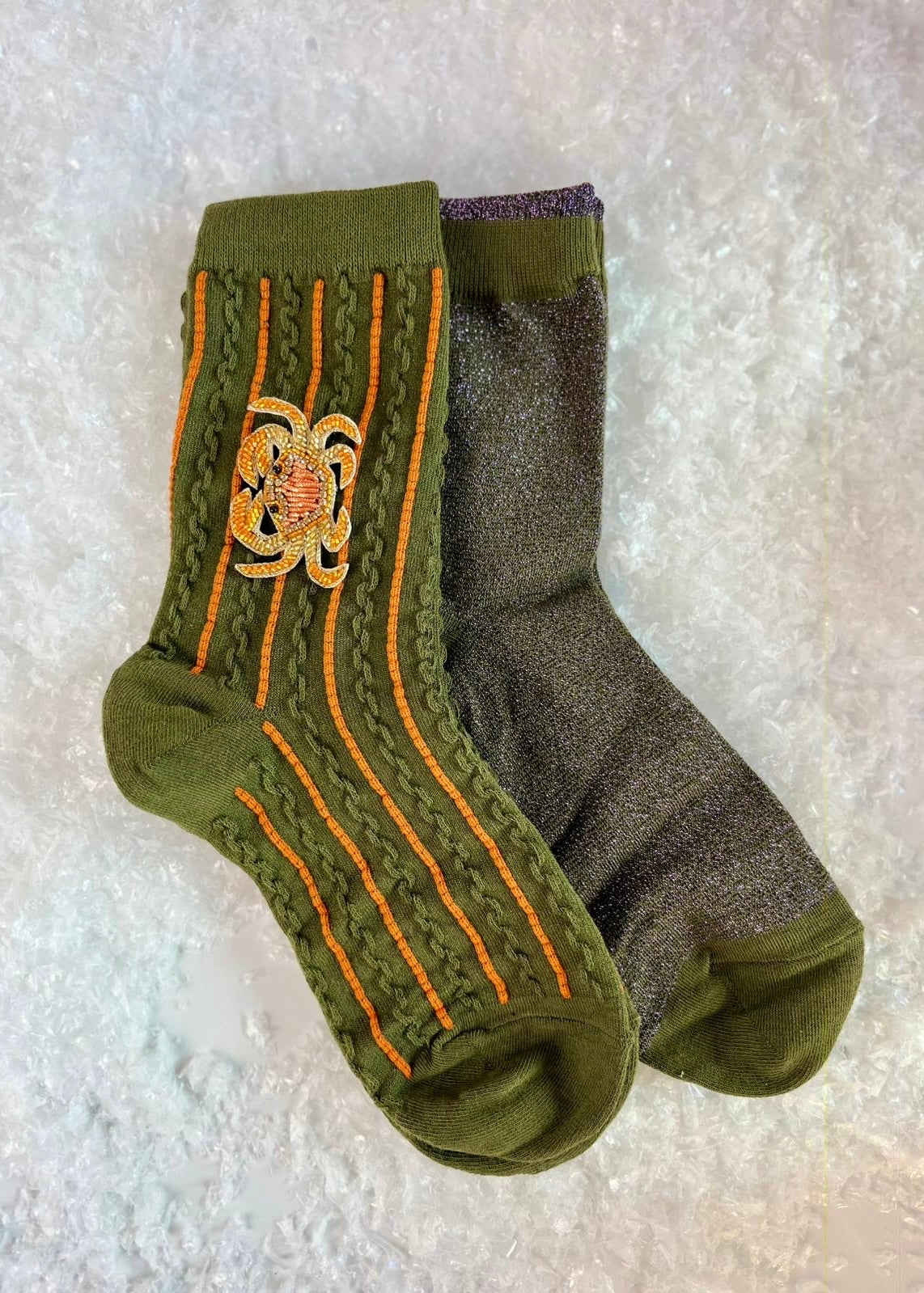 2er-Set Socken 'Krebs' Khaki