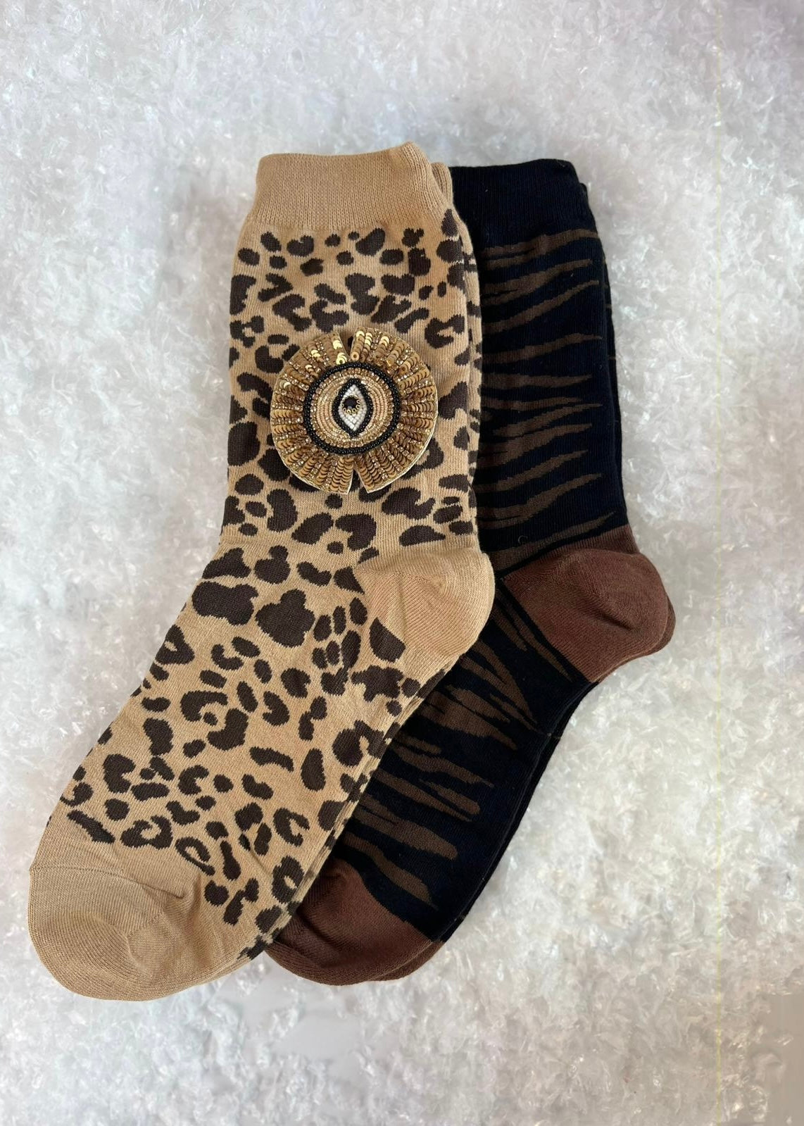 2er-Set Socken 'Auge' Beige