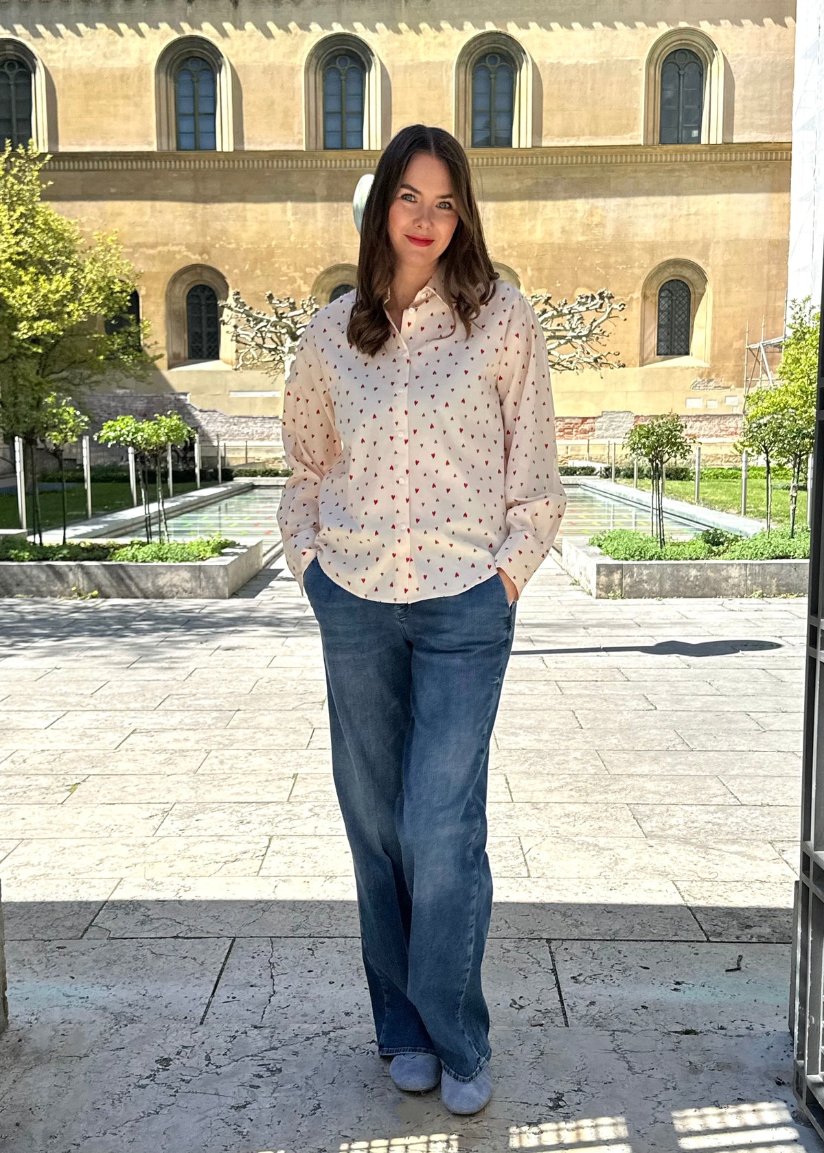 Jeans High Waist Flared &#39;Mittelblau&#39;