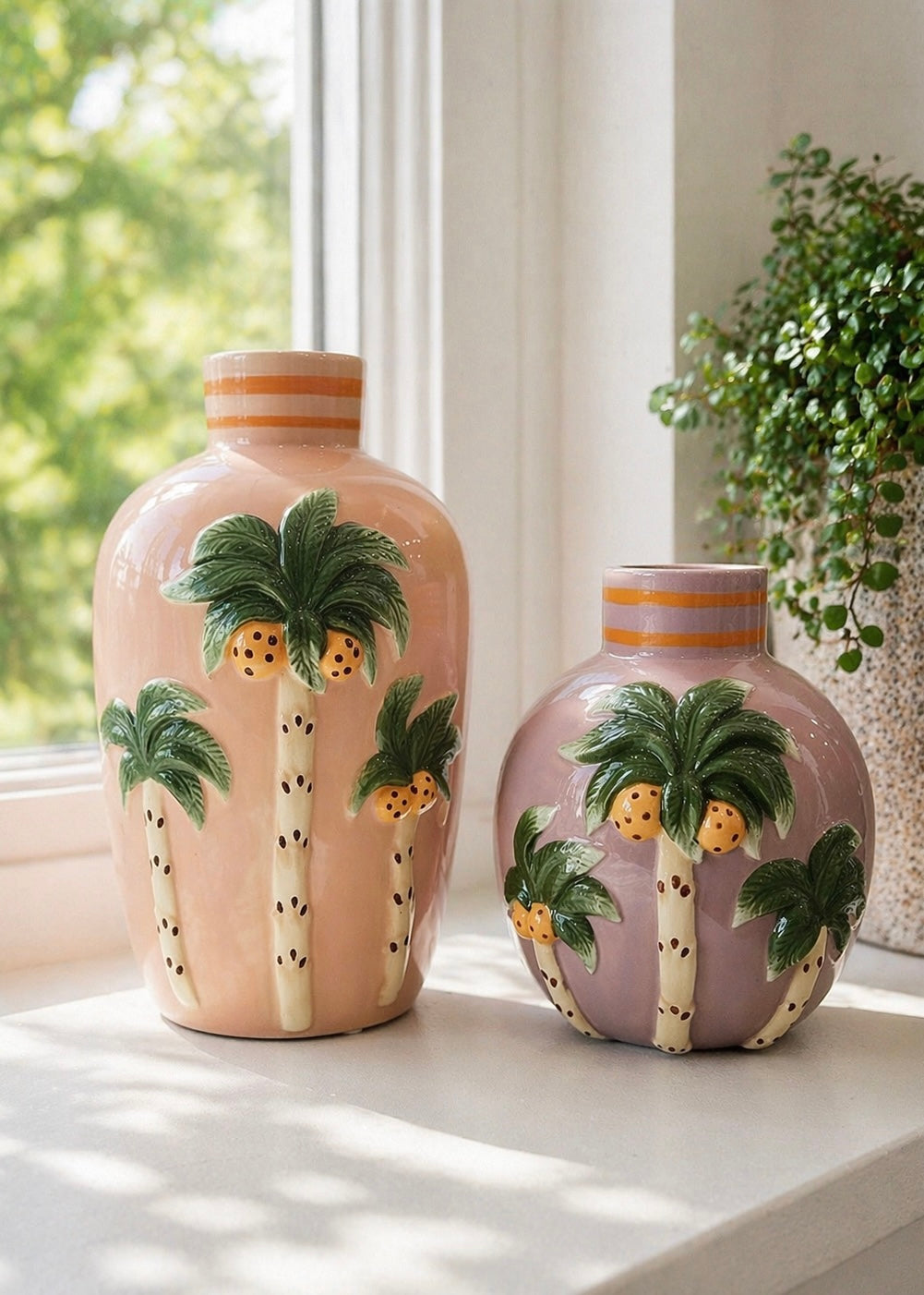 Keramik Vase S 'Palmen'