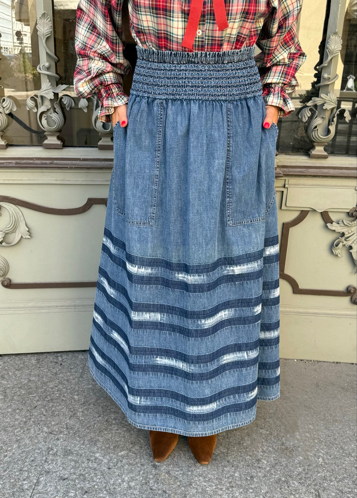 Jeansrock mit Streifen