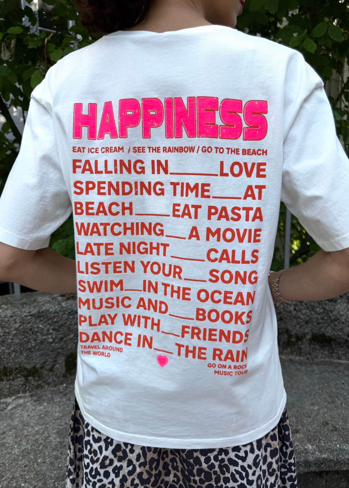 T-Shirt &#39;Happiness&#39; Weiß